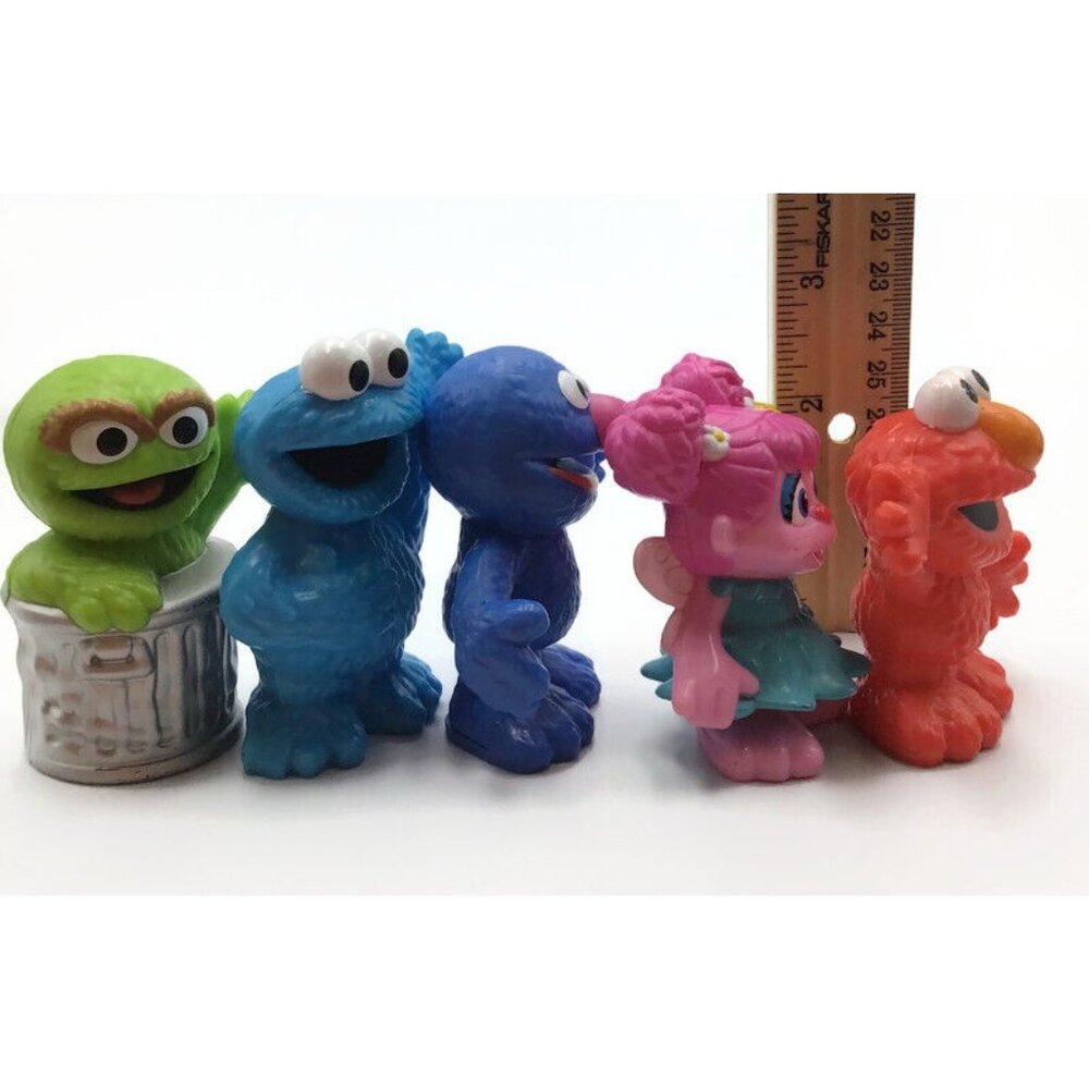 Sesame Street 5 Figures Lot 3" Hollow Hard Plastic Oscar Abby Cookie Grover Elmo - Picture 8 of 8